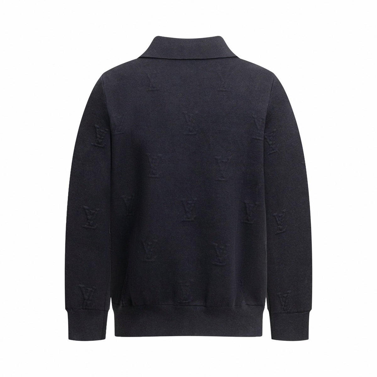3D Monogram Embossed Zip-Through Cardigan | Midnight Blue