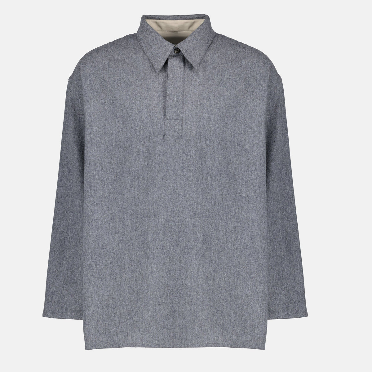 Gray Wool Polo Shirt