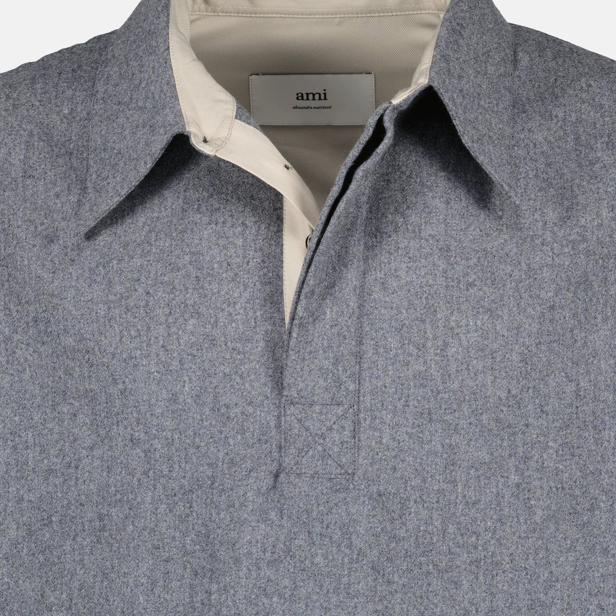 Gray Wool Polo Shirt