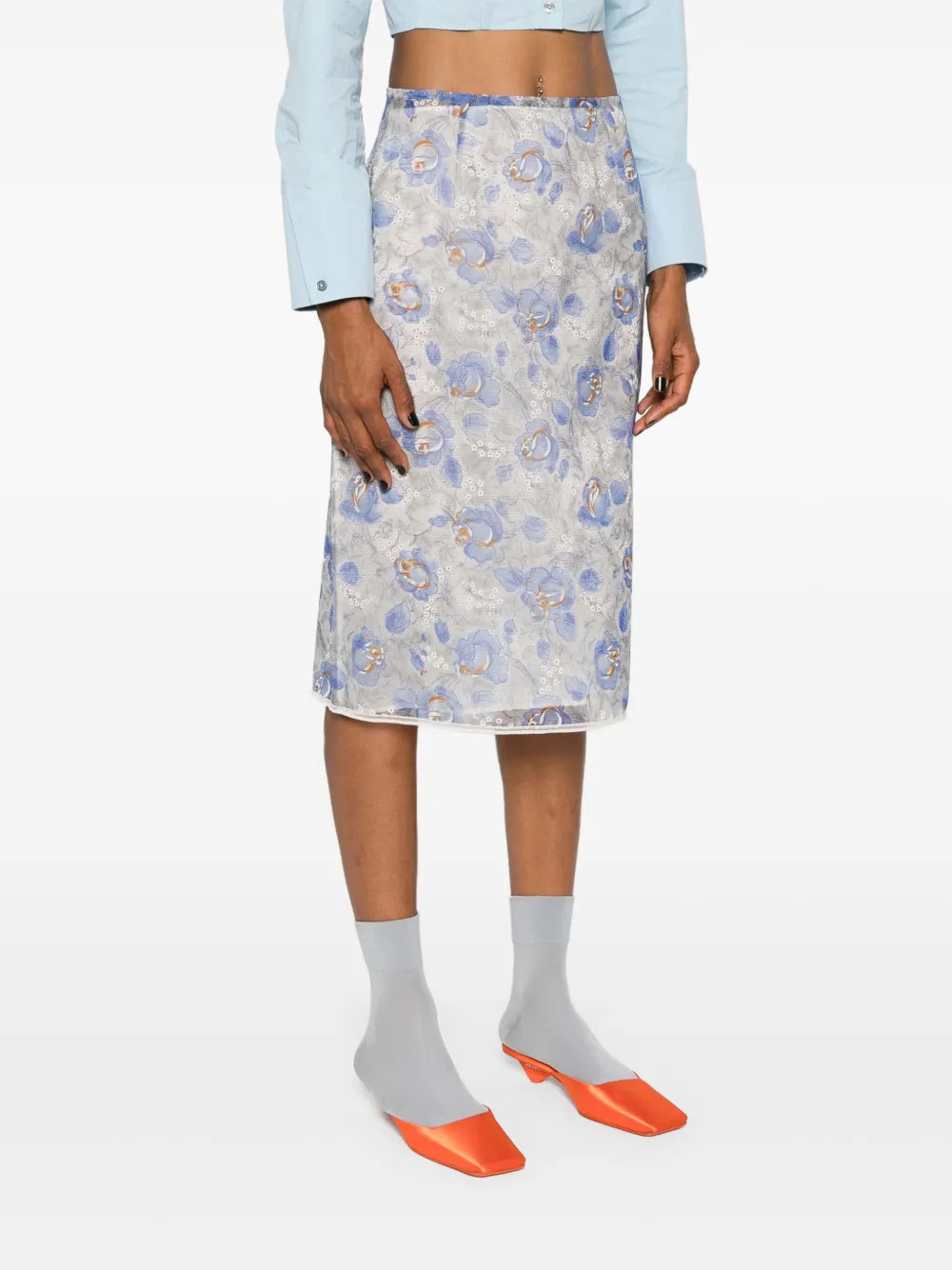 Printed Nylonette Skirt