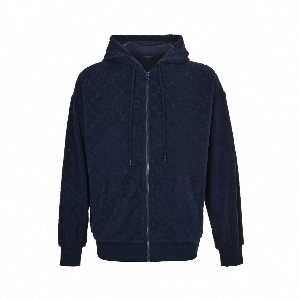 Monogram Toweling Zip-Up Hoodie | Navy