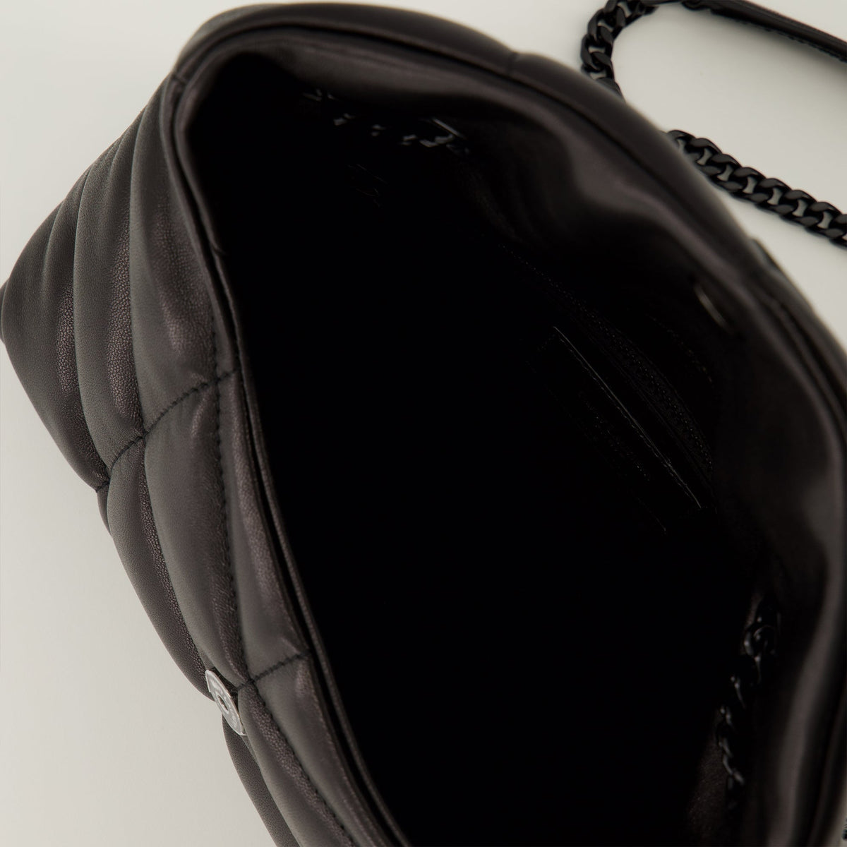 Black Leather Puffer Toy Bag