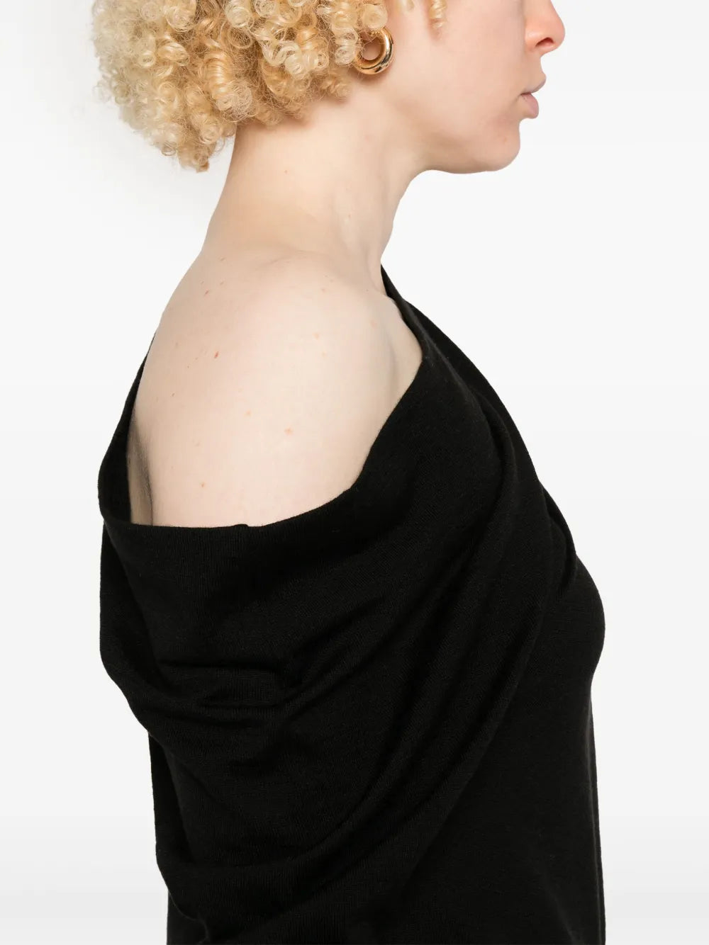 Draped Collar Wool Sweater