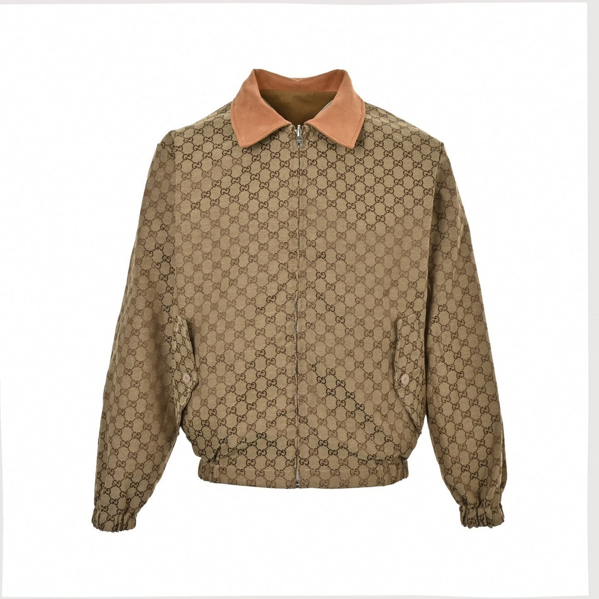 Reversible GG Monogram Cotton-Blend Blouson | Camel & Beige