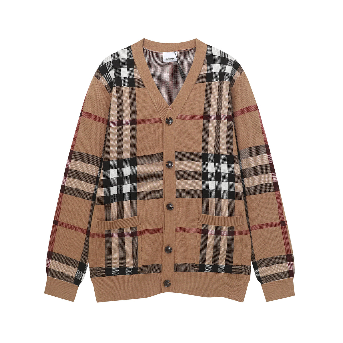 Giant Check V-Neck Cardigan | Archive Beige