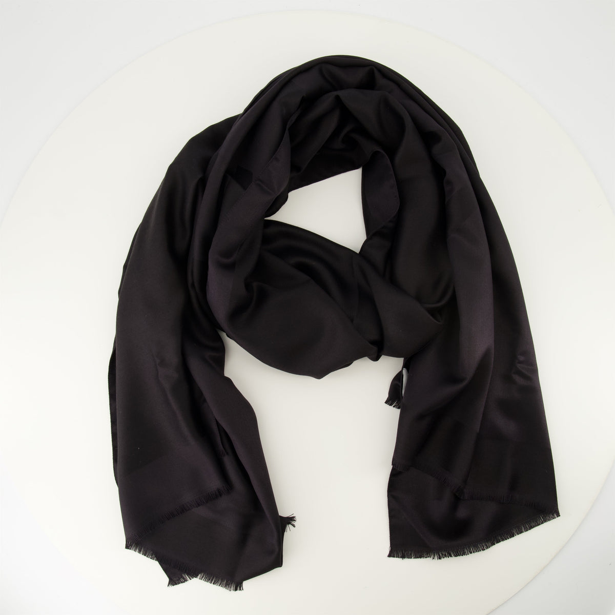 Black Silk and Wool Scarf