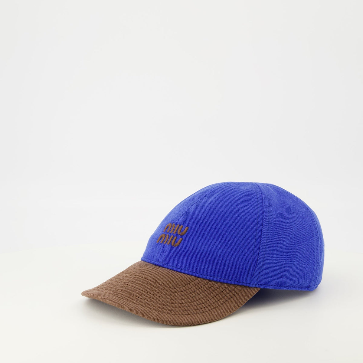 Blue and Brown Denim Effect Cap