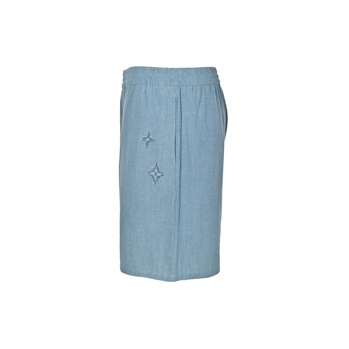 Sketched Embroidery Shorts - Light Blue