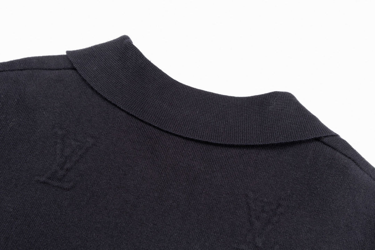 3D Monogram Embossed Zip-Through Cardigan | Midnight Blue
