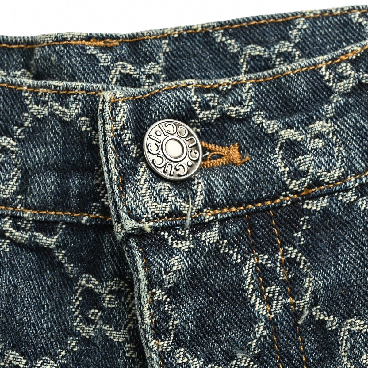 GG Monogram Denim Shorts | Dark Indigo Wash