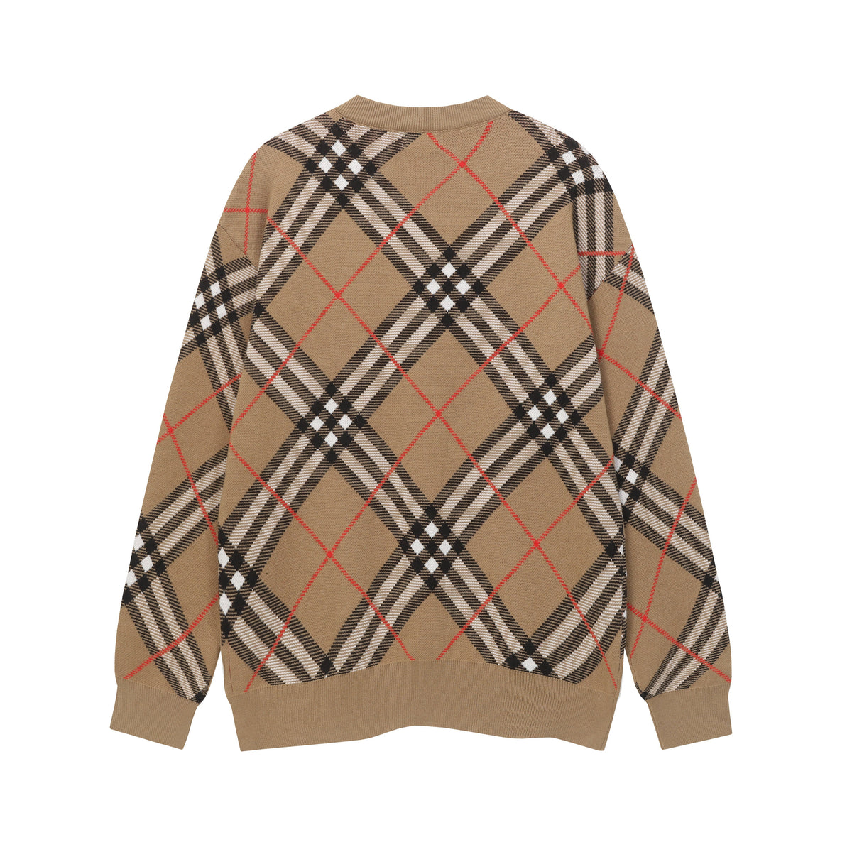 Giant Check Diamond Intarsia Wool Crewneck | Archive Beige