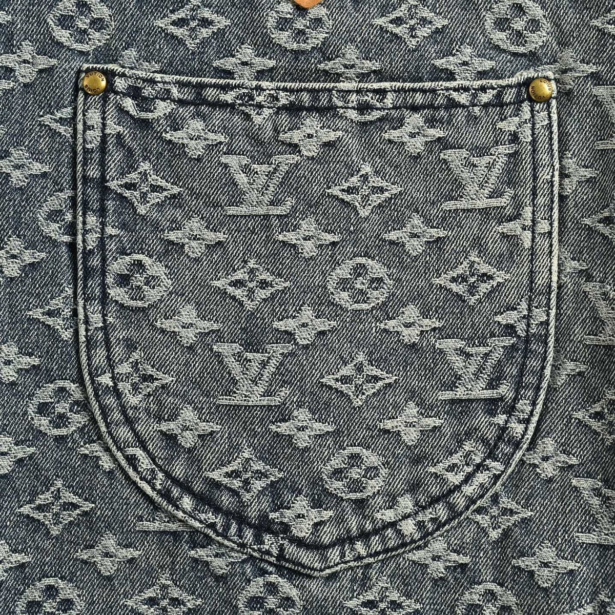 Washed Monogram Patchwork Baggy Denim