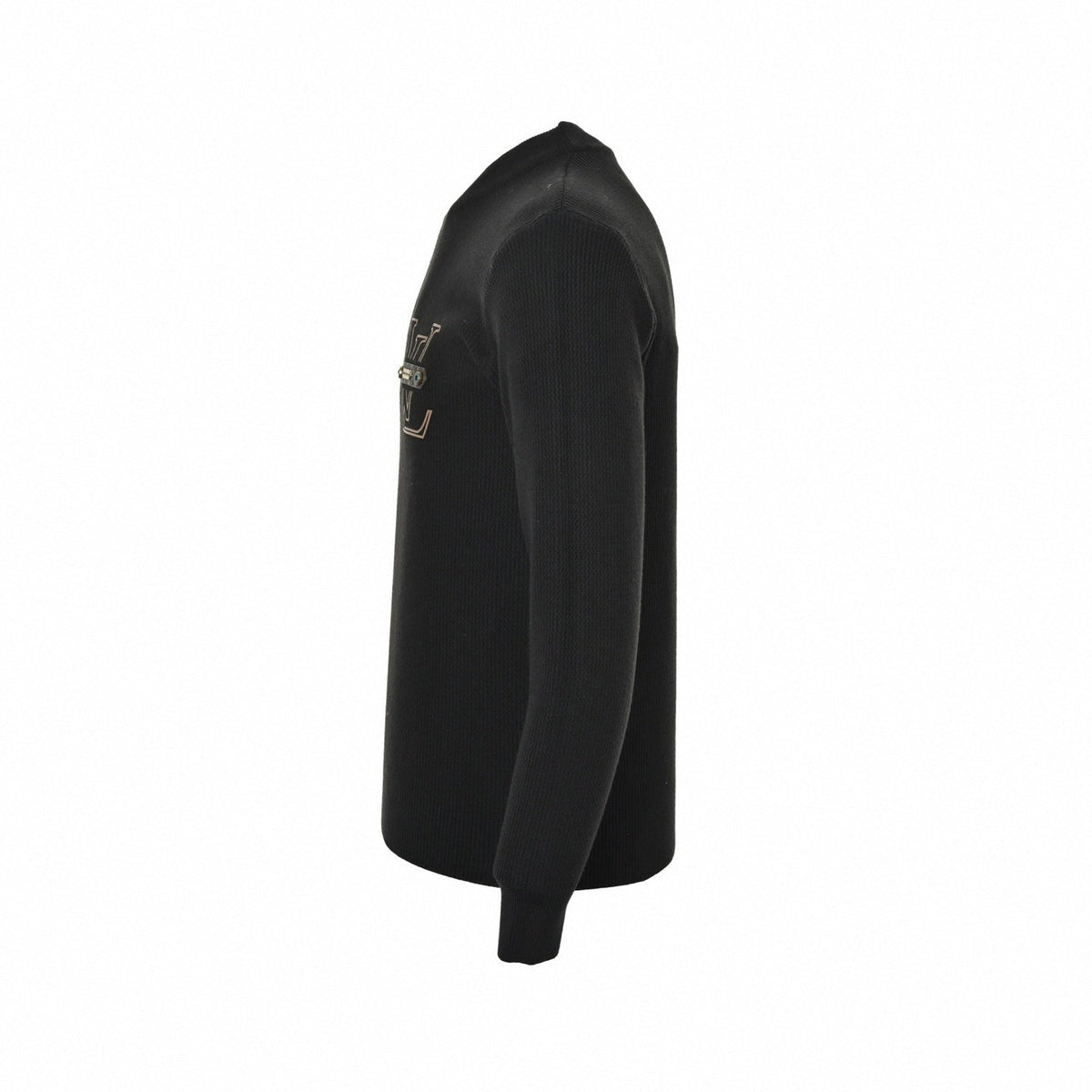 LV Appliqué Ribbed Knit Sweater | Black