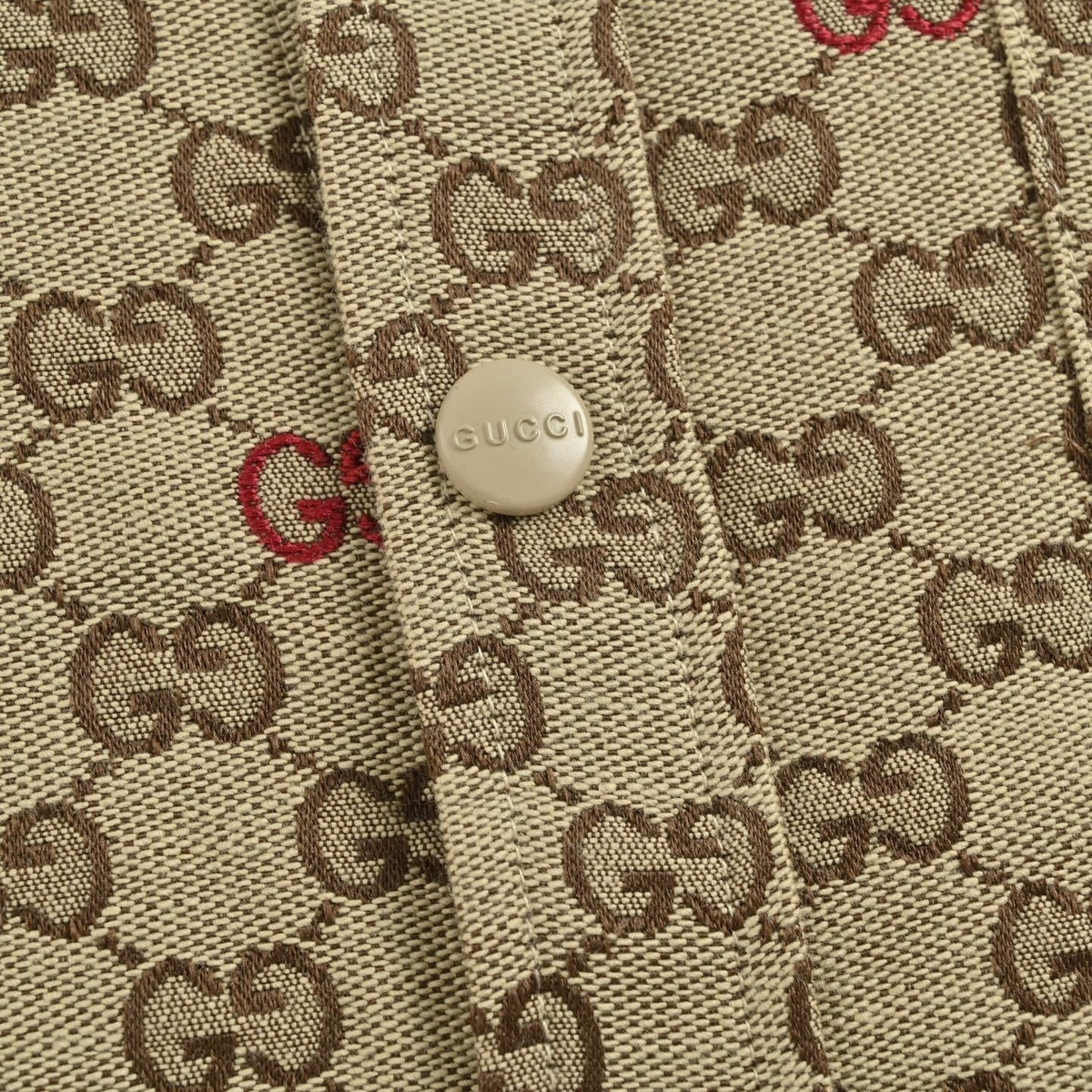 Colorful GG Embroidery Canvas Jacquard Overshirt | Beige