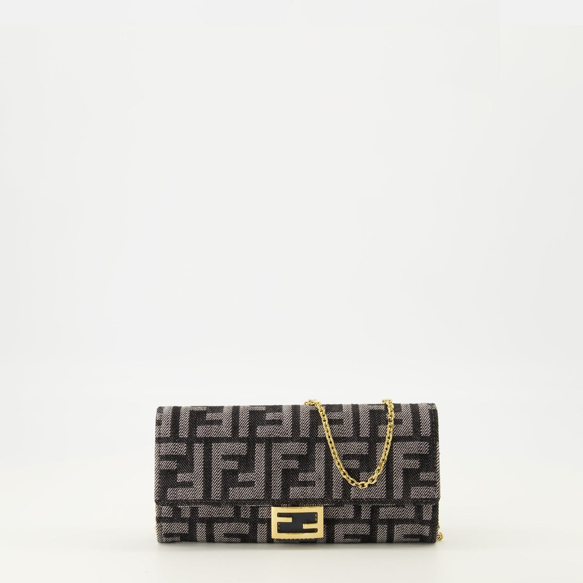 FF Denim Chain Baguette Wallet in Blue