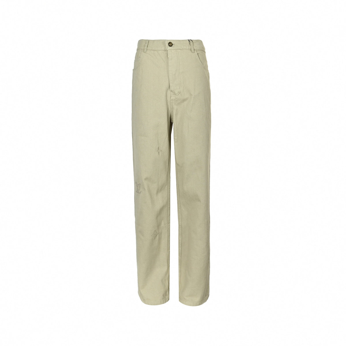 Embroidered Monogram Canvas Wide-Leg Trousers - Beige