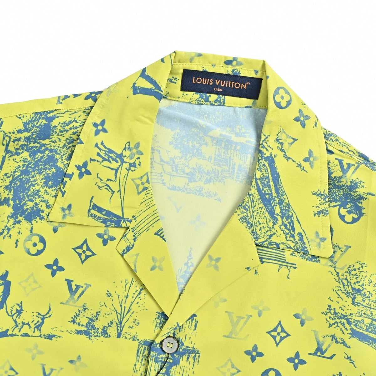 Monogram Cityscape Print Shirt & Shorts Set | Yellow & Blue