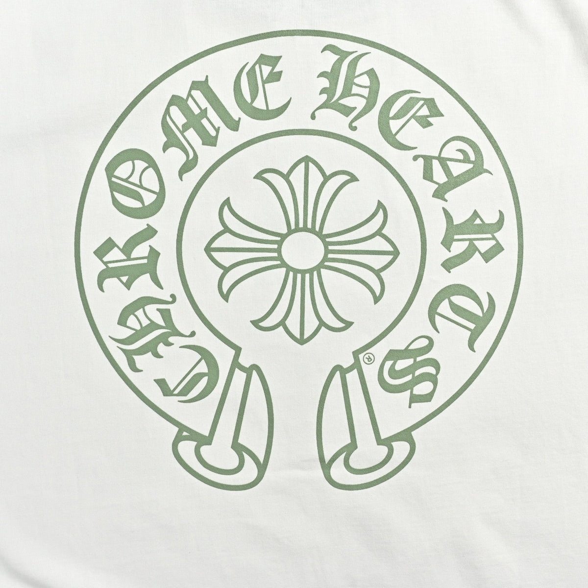 Horseshoe Logo Ringer T-Shirt | White & Olive Green