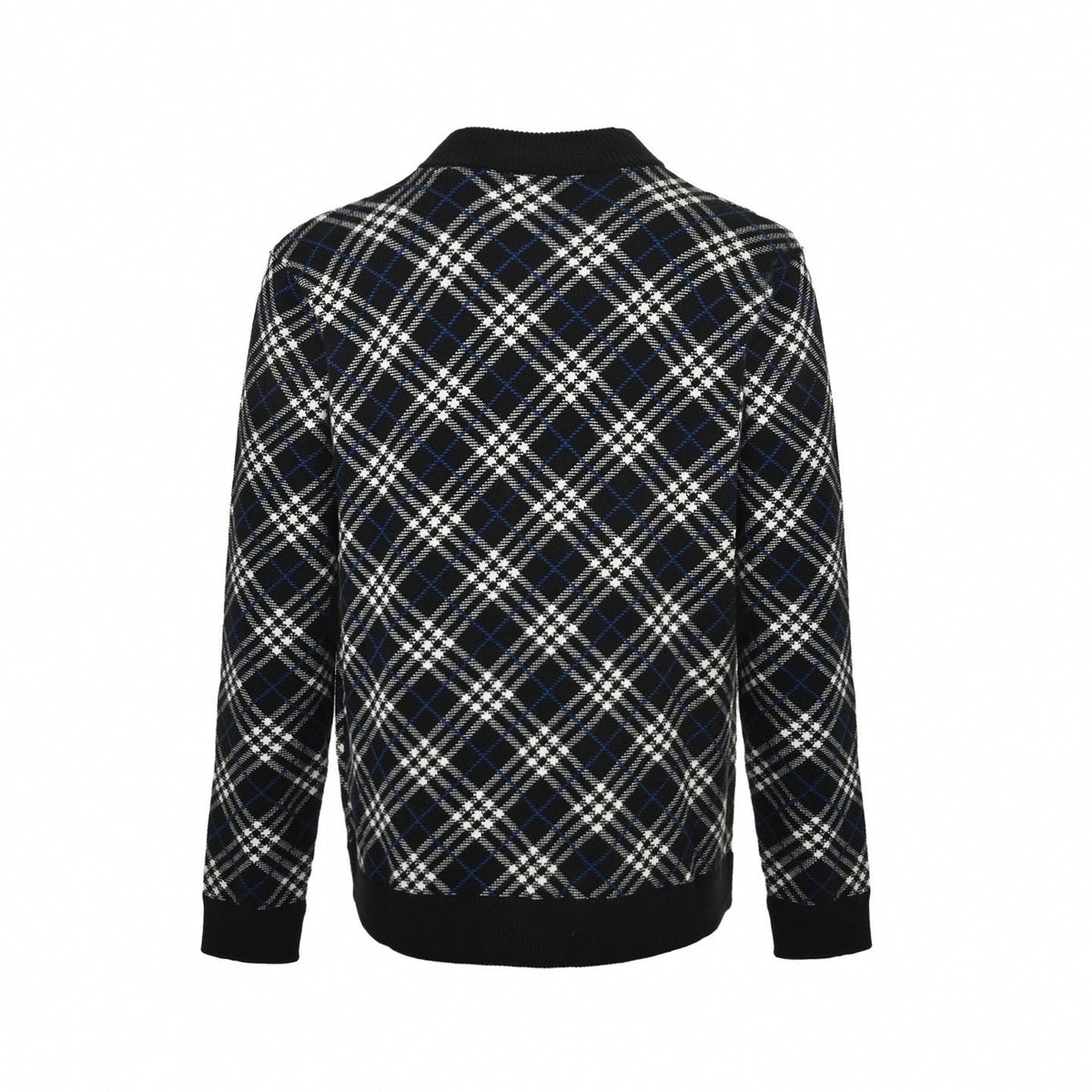 Diagonal Check Knit Zip-Up Jacket