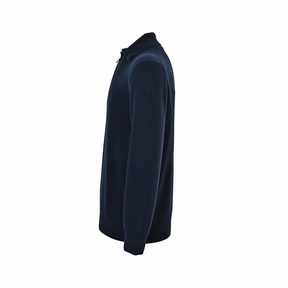Navy Ribbed Quarter-Zip Knit Sweater