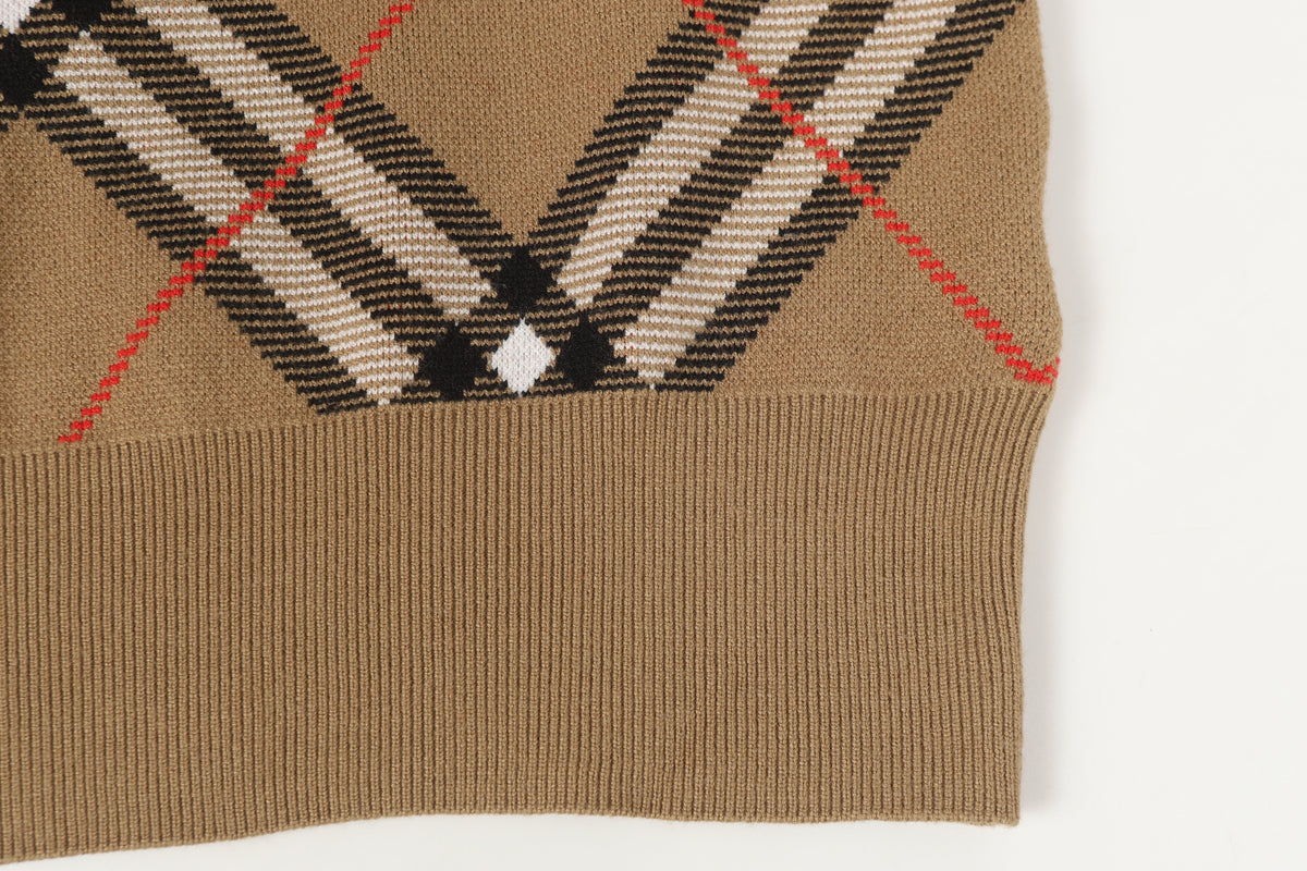 Giant Check Diamond Intarsia Wool Crewneck | Archive Beige