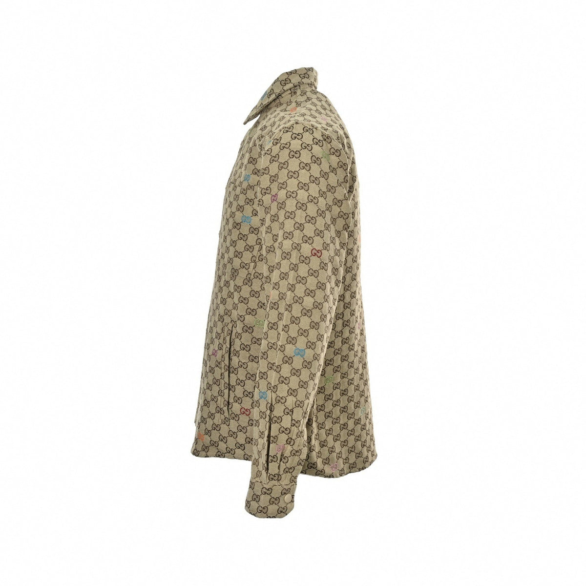 Colorful GG Embroidery Canvas Jacquard Overshirt | Beige
