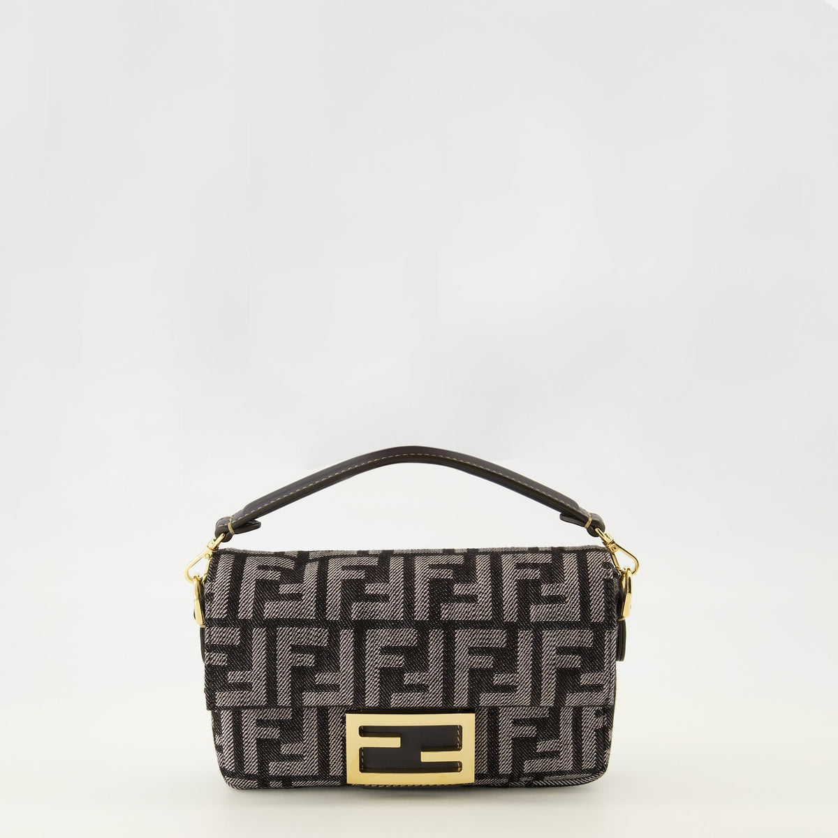 Mini Baguette Bag in FF Denim