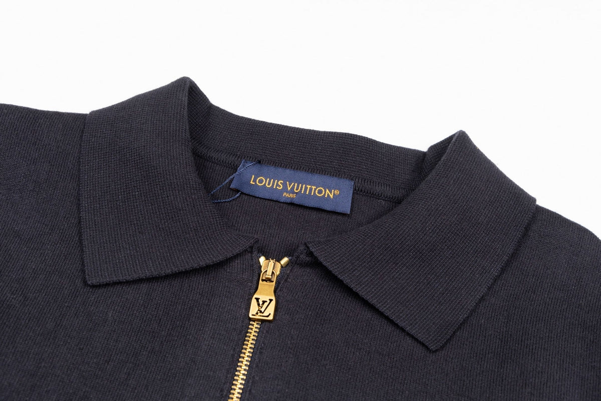 3D Monogram Embossed Zip-Through Cardigan | Midnight Blue