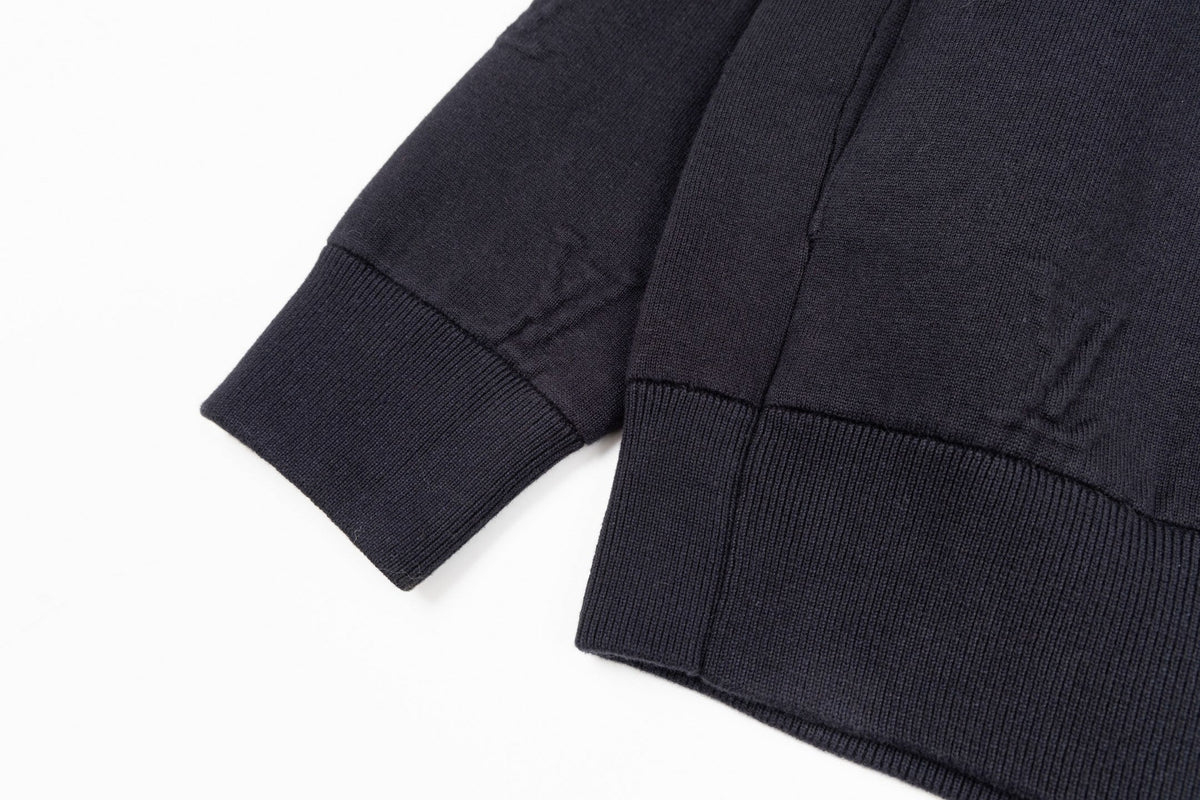 3D Monogram Embossed Zip-Through Cardigan | Midnight Blue
