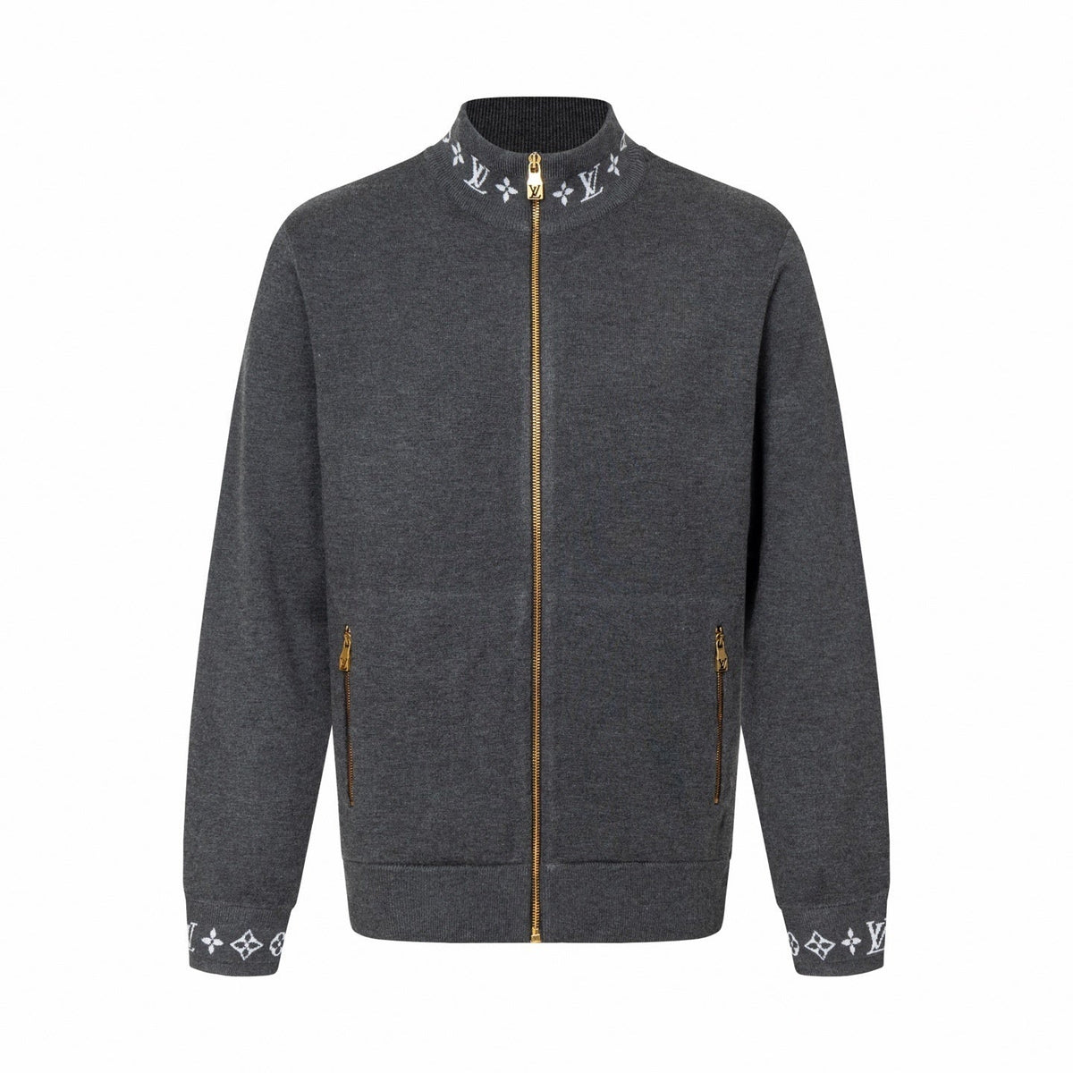 Monogram Trim Full-Zip Cardigan
