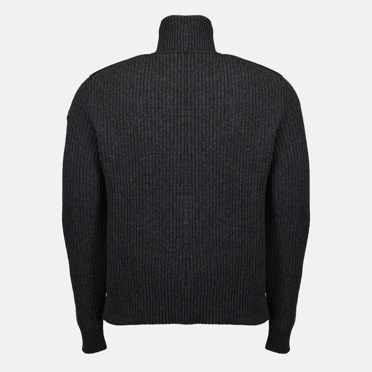 Gray Quilted Wool Zip Cardigan