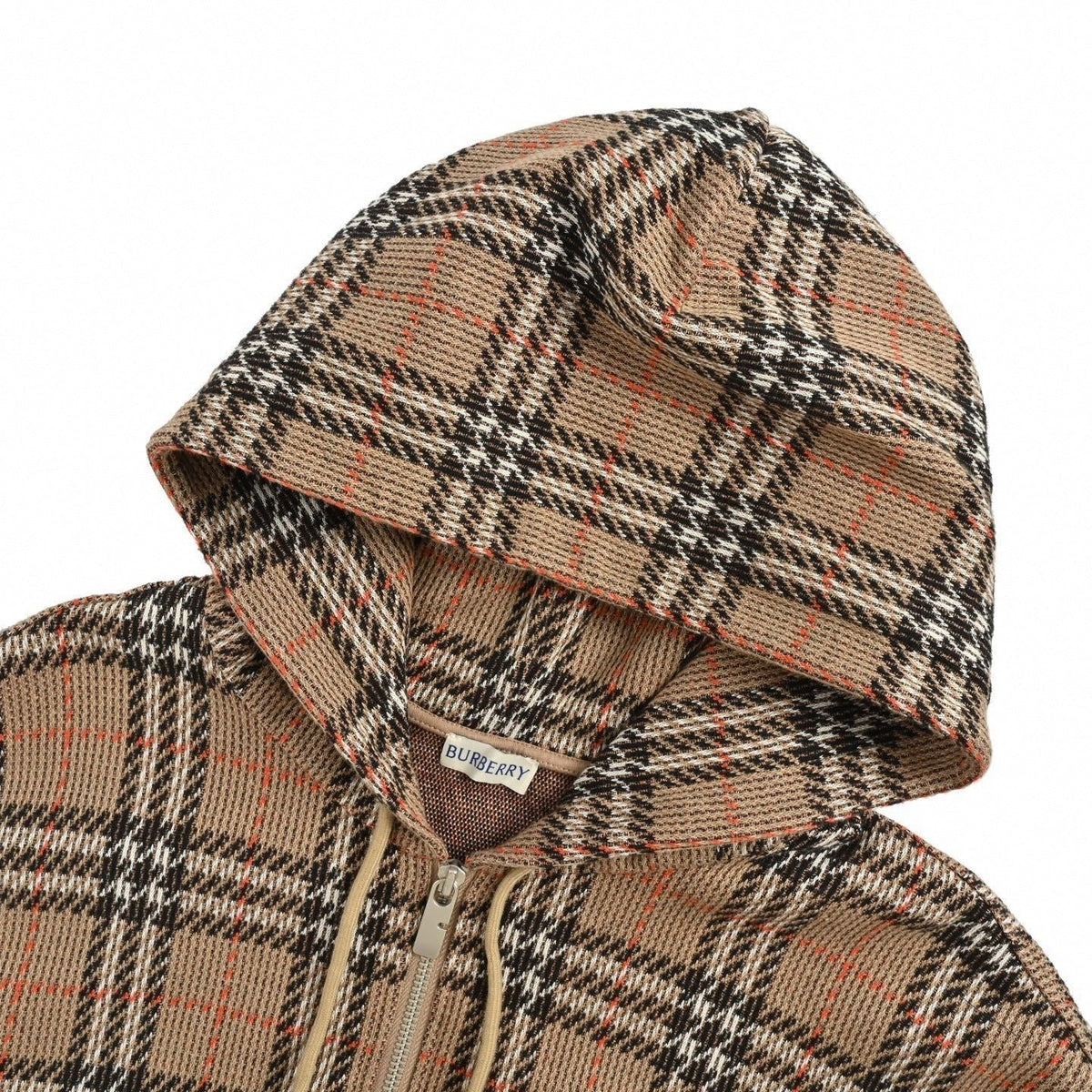 Vintage Check Jacquard Cotton Zip Hoodie | Archive Beige