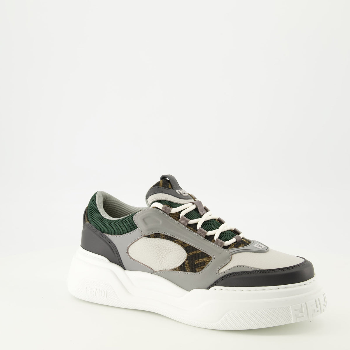 Fendi Force Gray and Green Sneakers