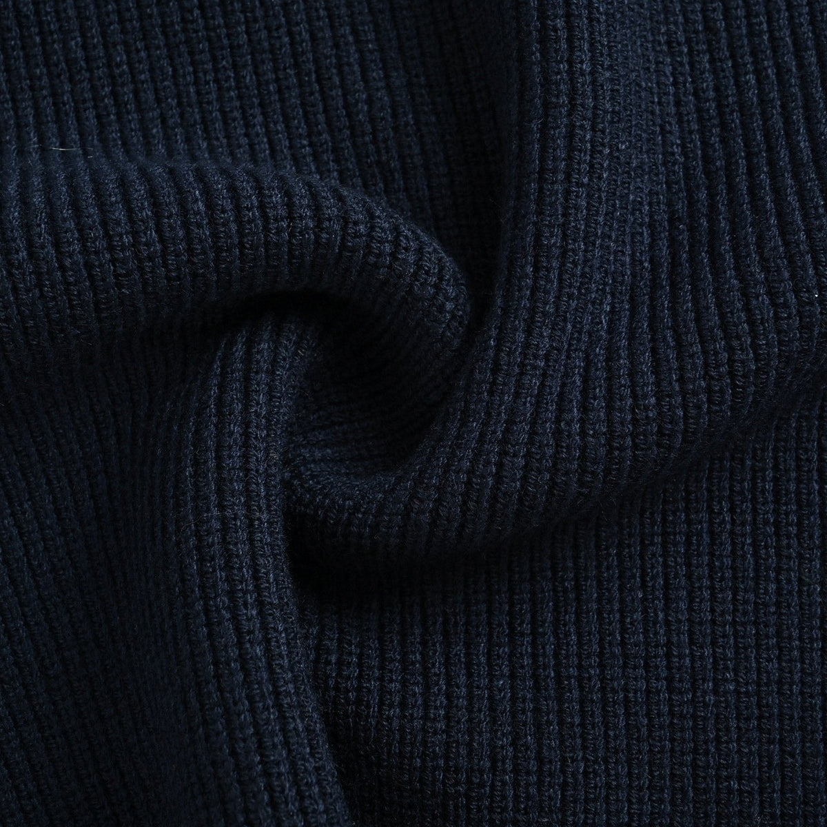 Navy Ribbed Quarter-Zip Knit Sweater