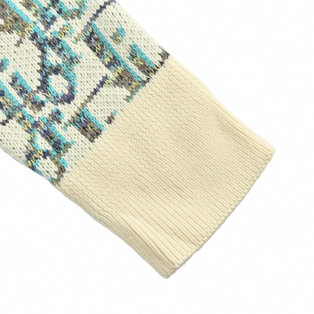 Oblique Cotton Jacquard Cardigan | White & Teal
