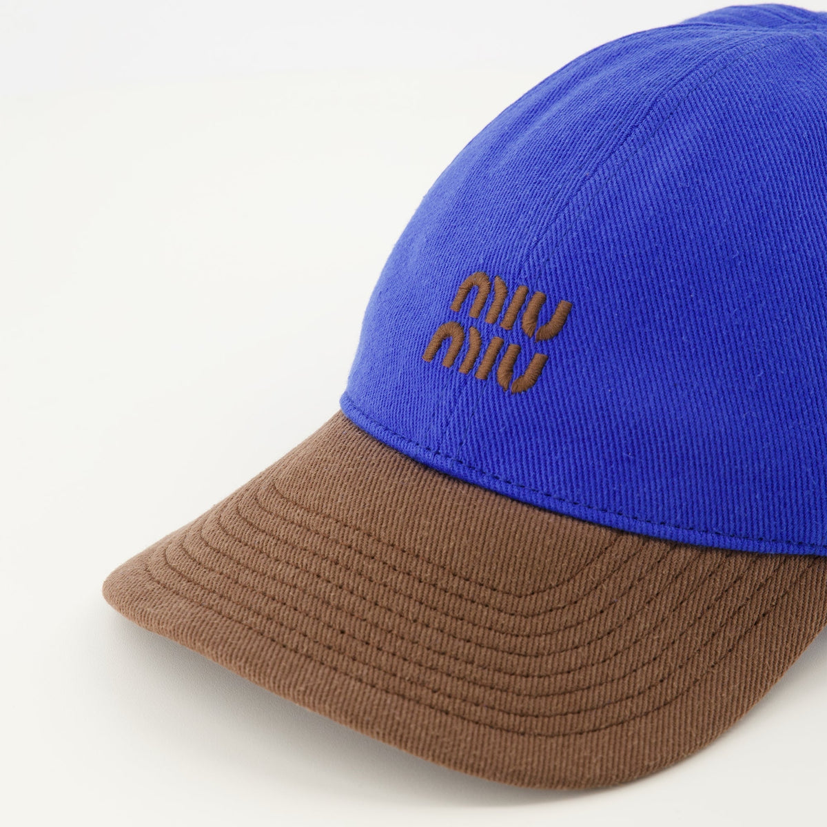 Blue and Brown Denim Effect Cap