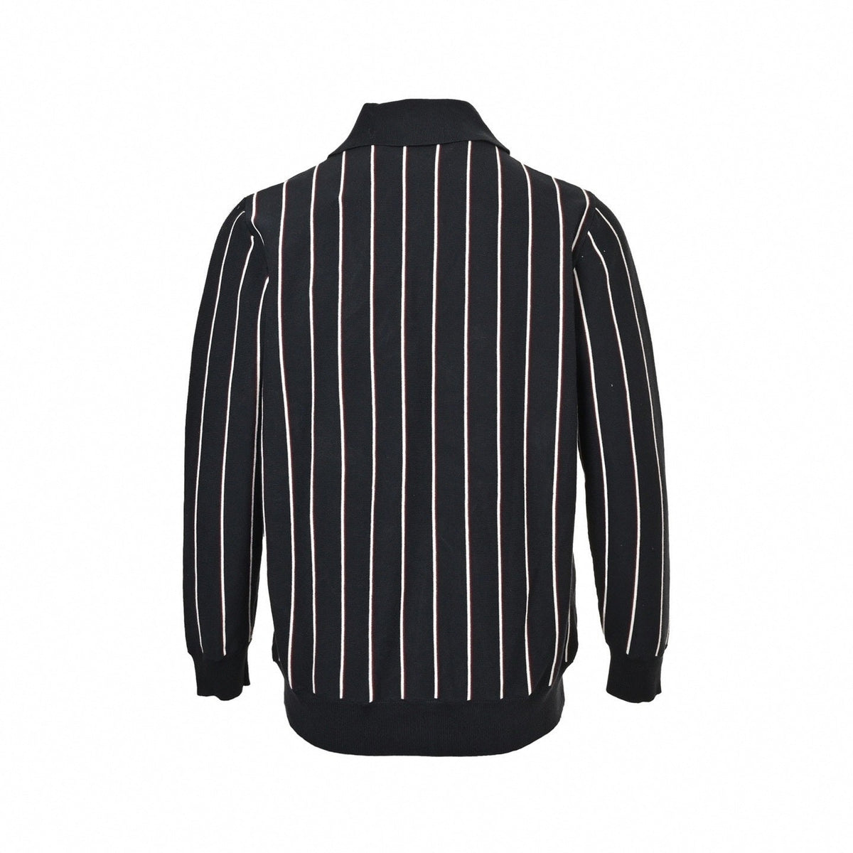 Fine-Knit Pinstripe Cardigan | Black & White