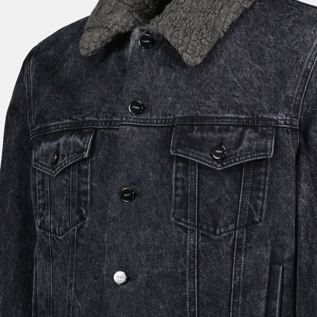 Black Quilted Denim Jacket