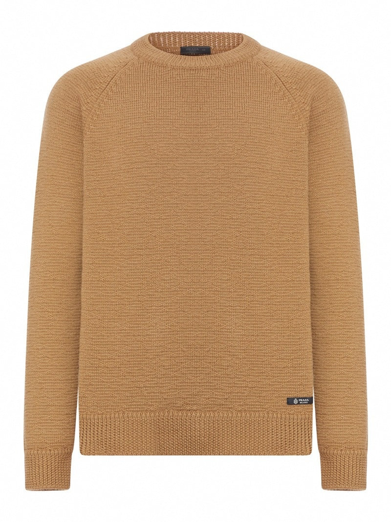 Textured Knit Crewneck Sweater | Camel