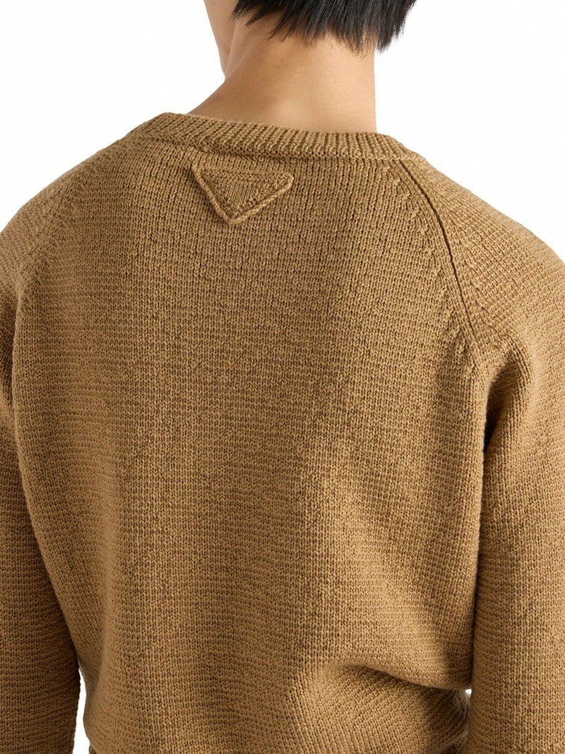 Textured Knit Crewneck Sweater | Camel