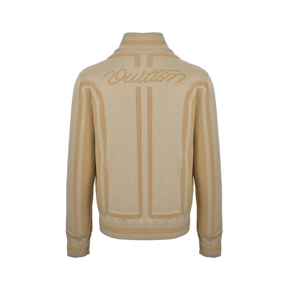 Script Textured Knit Cardigan | Beige