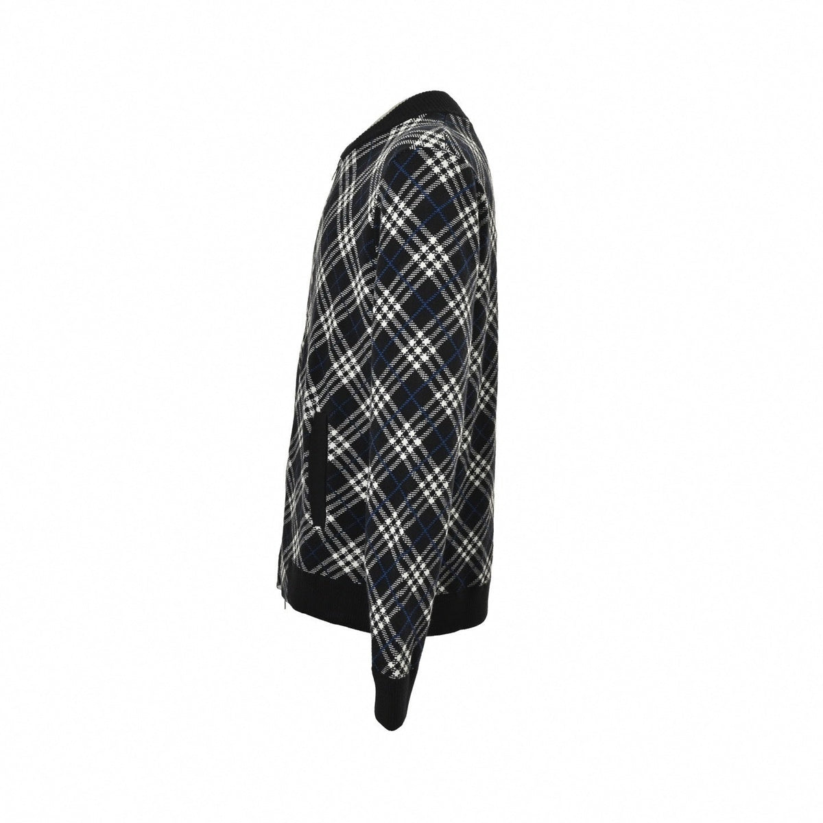 Diagonal Check Knit Zip-Up Jacket