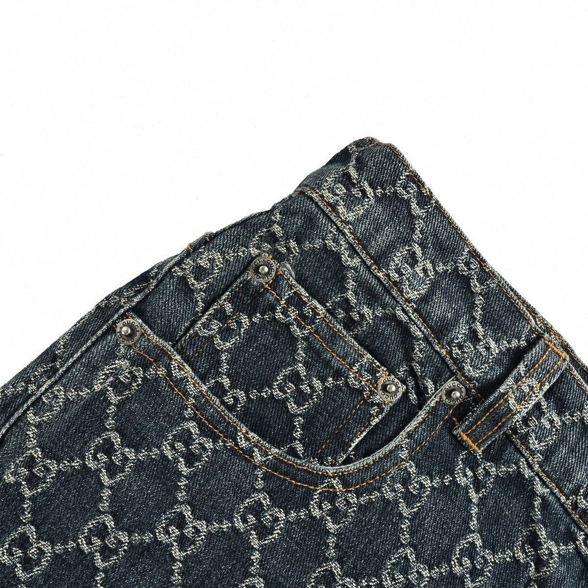 GG Monogram Denim Shorts | Dark Indigo Wash