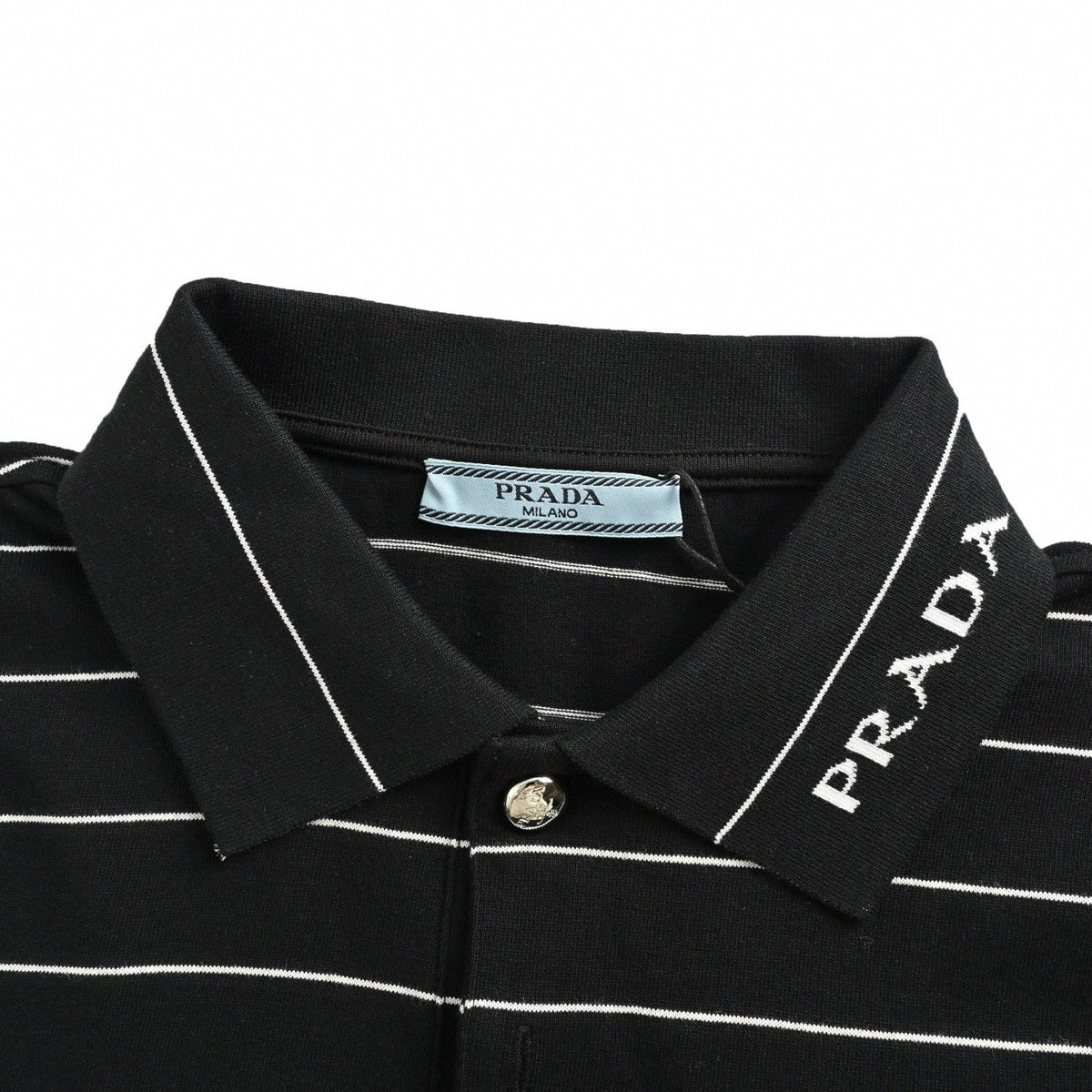 Striped Triangle Logo Polo Shirt | Black & White