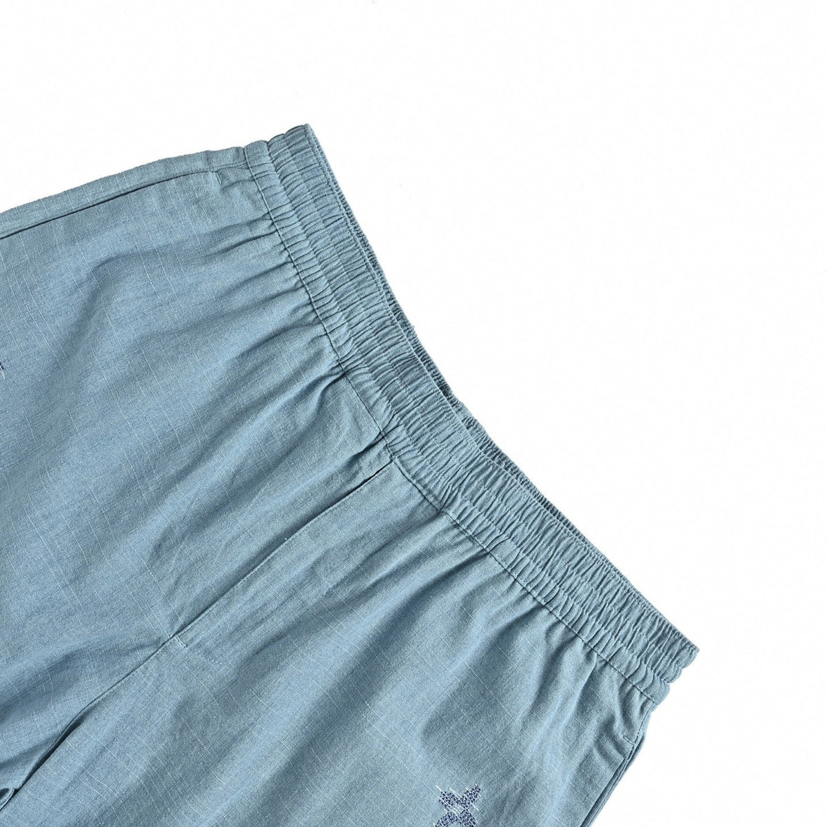 Sketched Embroidery Shorts - Light Blue