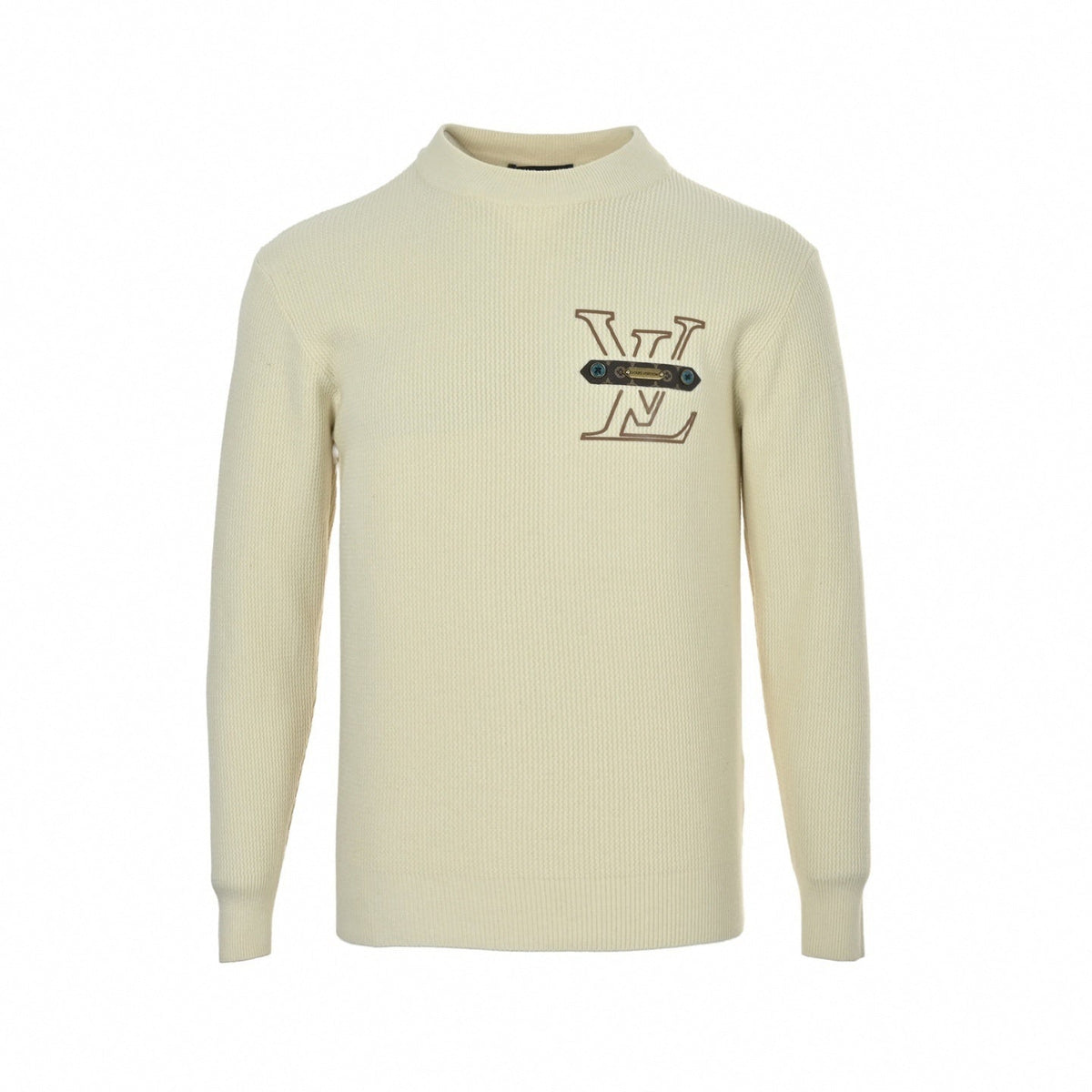 LV Appliqué Ribbed Knit Sweater | Cream