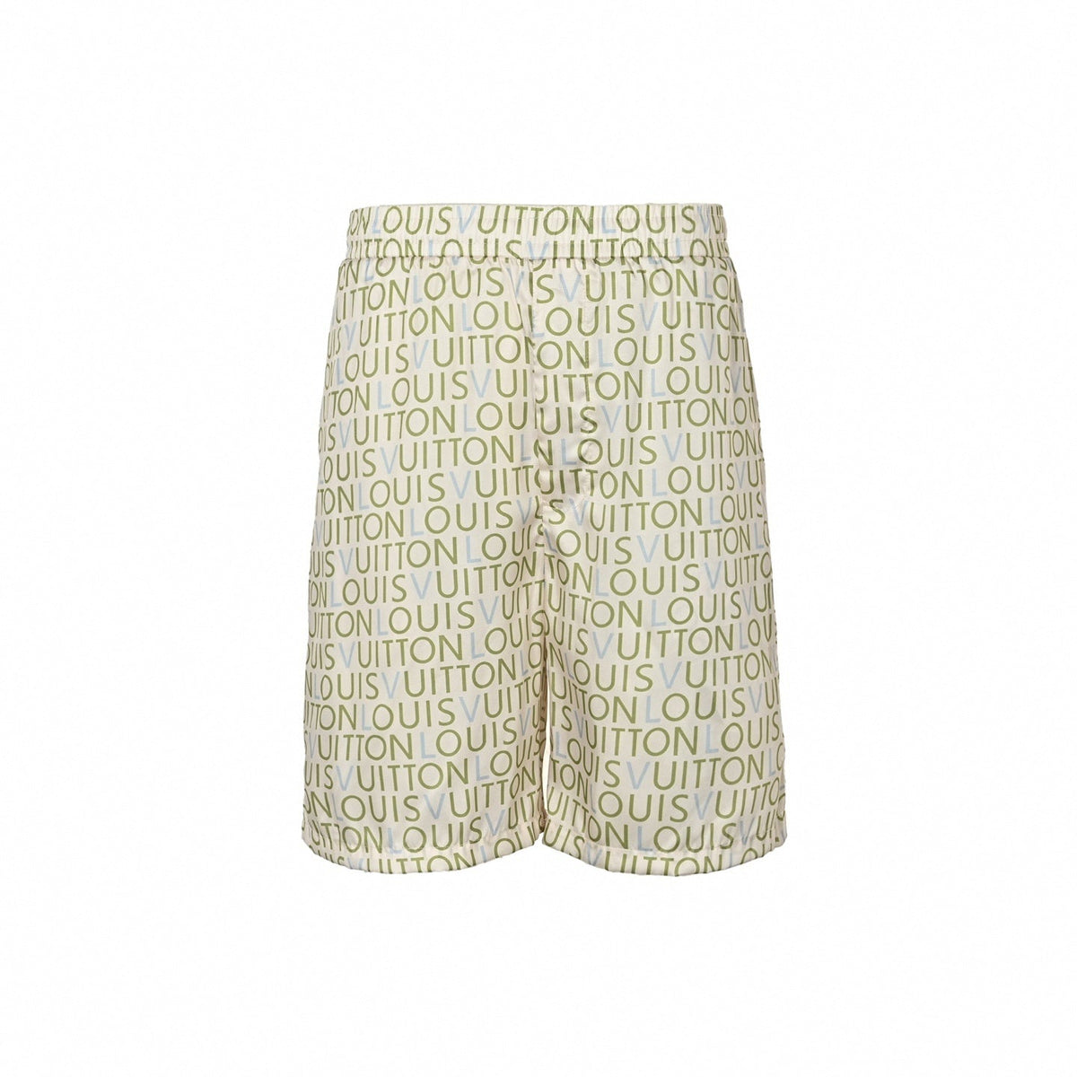 Typographic Print Shorts | Cream & Green