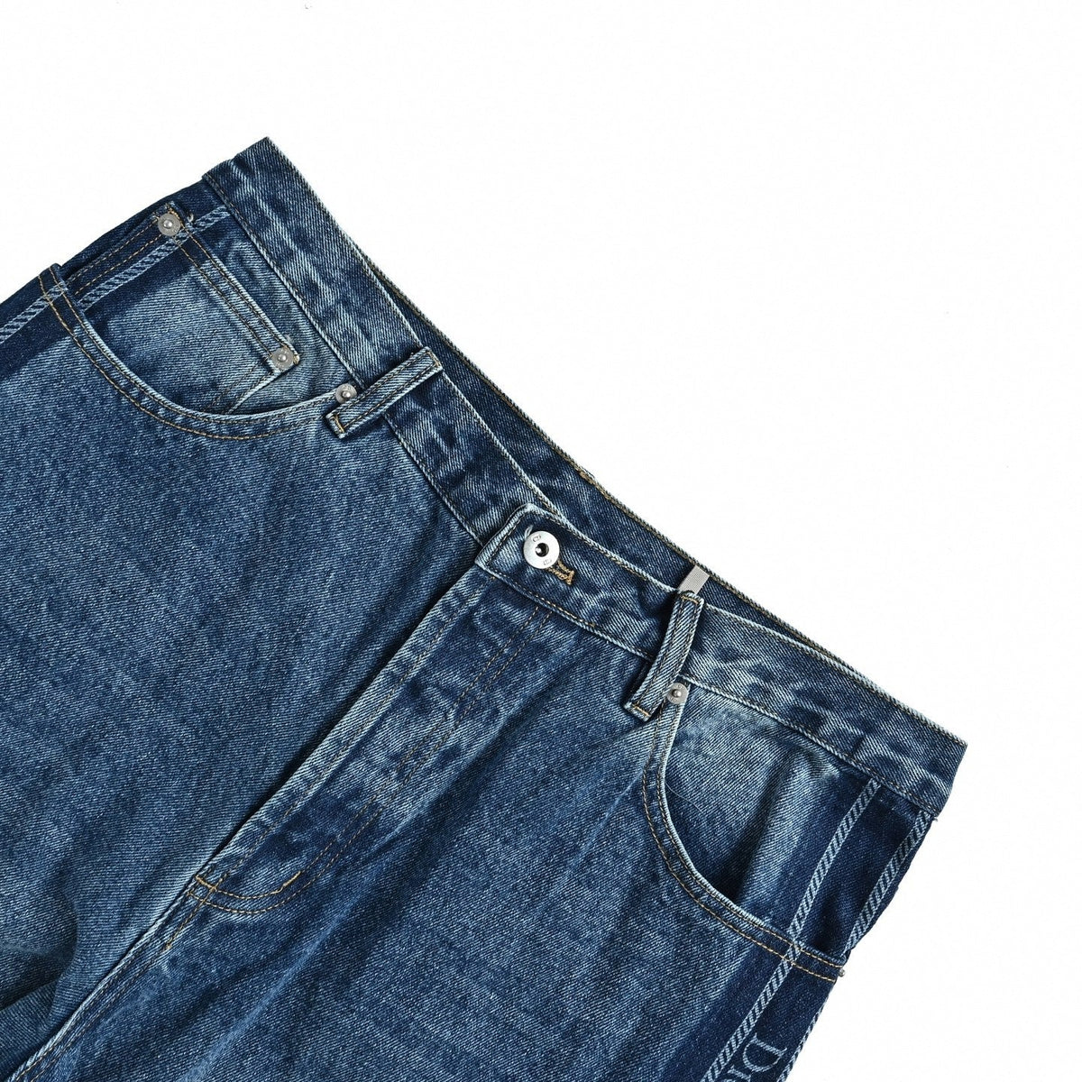 Logo Stripe Wide-Leg Jeans - Vintage Blue