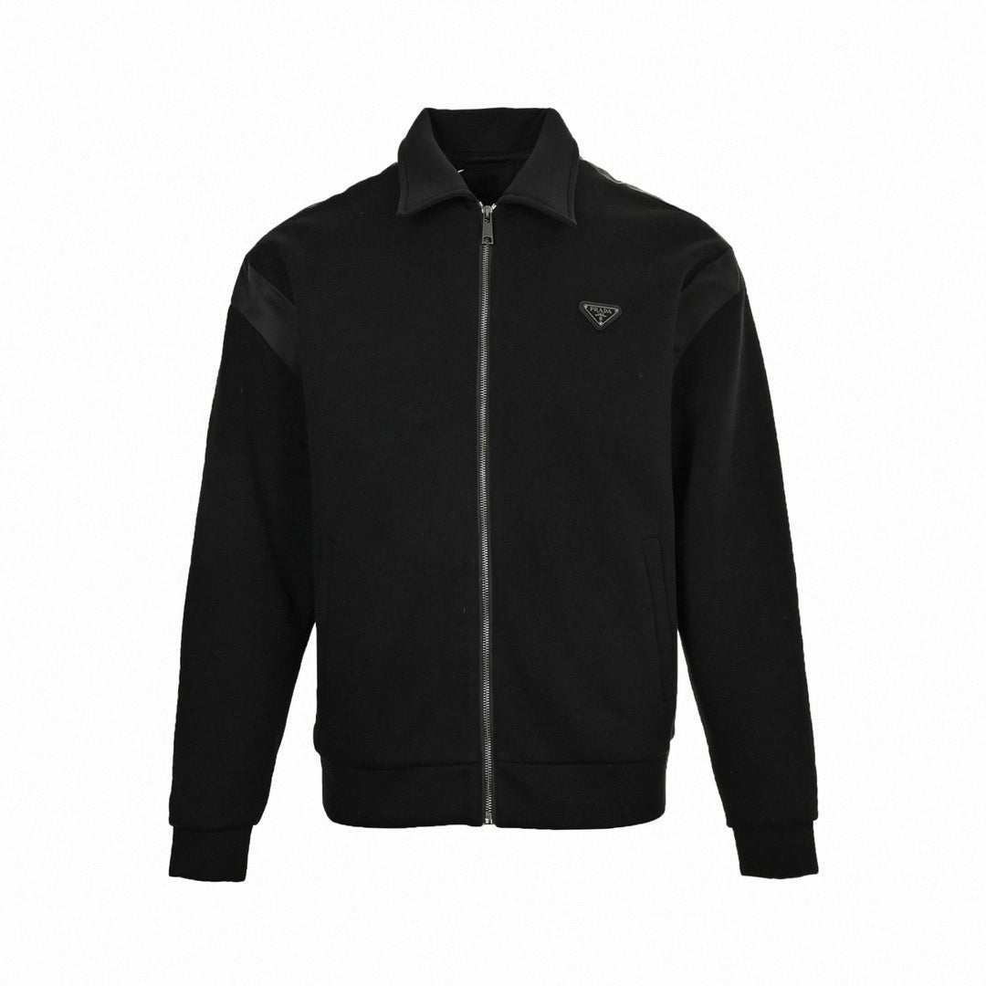 Panel Jersey Track Jacket | Black