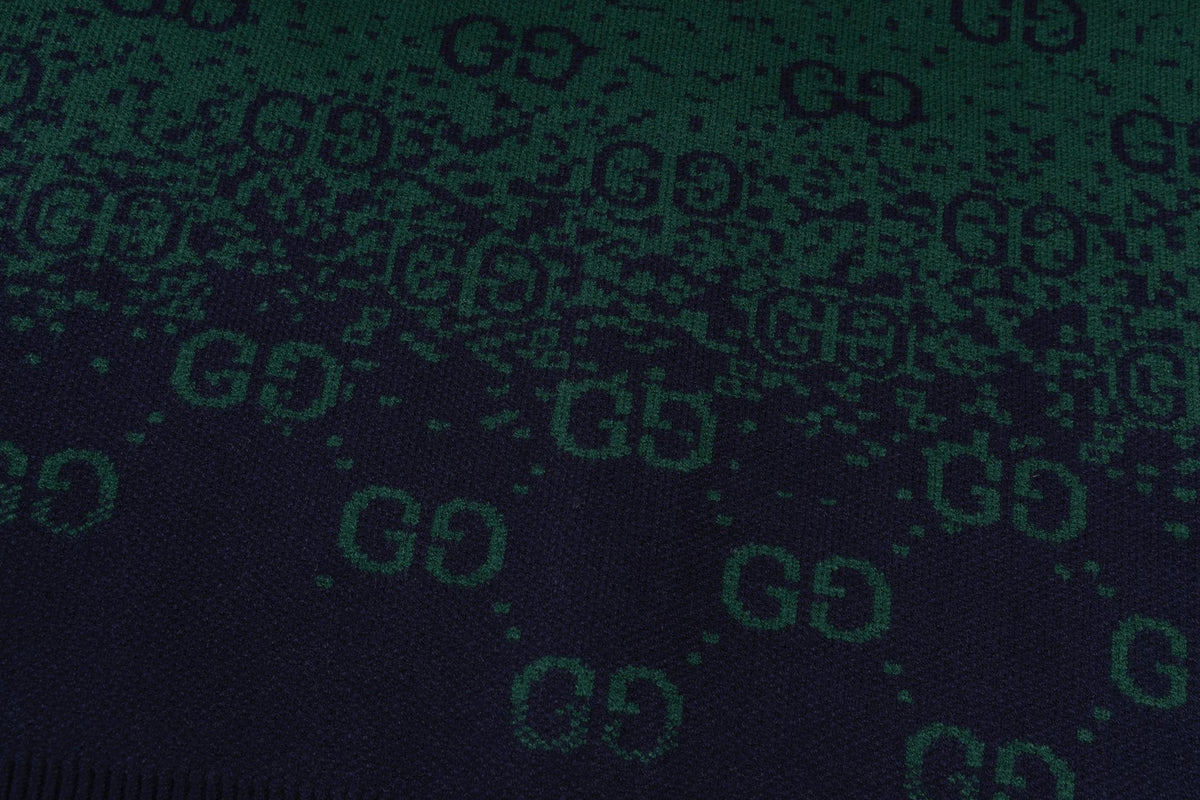 Gradient GG Monogram Wool Cardigan | Green & Navy